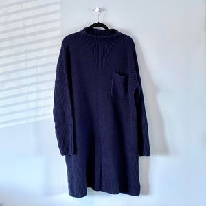 Oversized Navy Mock-Neck Sweater Dress